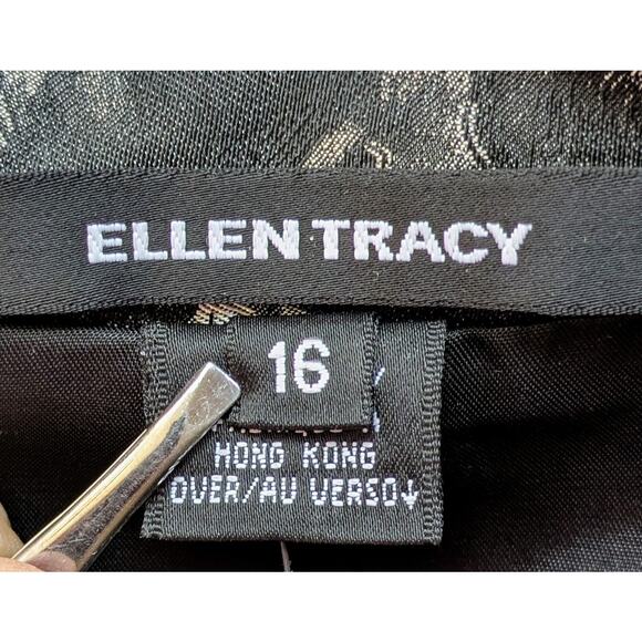 NEW Ellen Tracy Blazer 16 Black Gray Floral Ruffled Dressy Evening Cottagecore - Picture 10 of 12